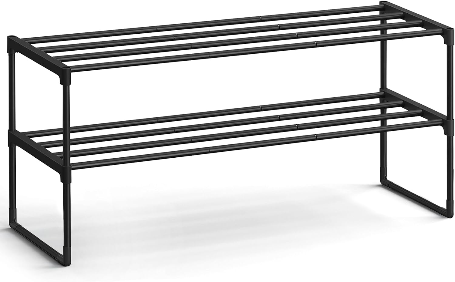 SONGMICS Shoe Rack, 3-Tier Shoe Organizer, Metal Storage Shelf, Upright or Upside Down, for 16-20 Pairs, Stackable, for Entryway, 11.8 x 36.2 x 21.7 Inches, Black ULSA303B02