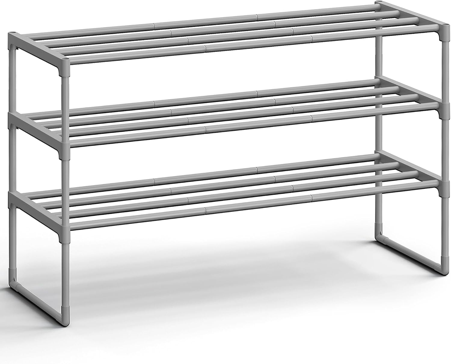 SONGMICS Shoe Rack, 3-Tier Shoe Organizer, Metal Storage Shelf, Upright or Upside Down, for 16-20 Pairs, Stackable, for Entryway, 11.8 x 36.2 x 21.7 Inches, Black ULSA303B02