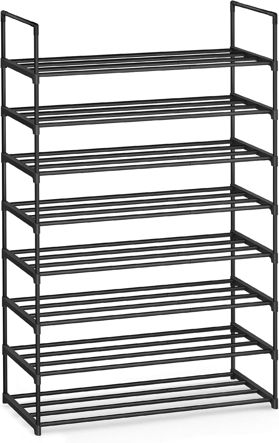 SONGMICS Shoe Rack, 3-Tier Shoe Organizer, Metal Storage Shelf, Upright or Upside Down, for 16-20 Pairs, Stackable, for Entryway, 11.8 x 36.2 x 21.7 Inches, Black ULSA303B02