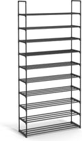 SONGMICS Shoe Rack, 3-Tier Shoe Organizer, Metal Storage Shelf, Upright or Upside Down, for 16-20 Pairs, Stackable, for Entryway, 11.8 x 36.2 x 21.7 Inches, Black ULSA303B02