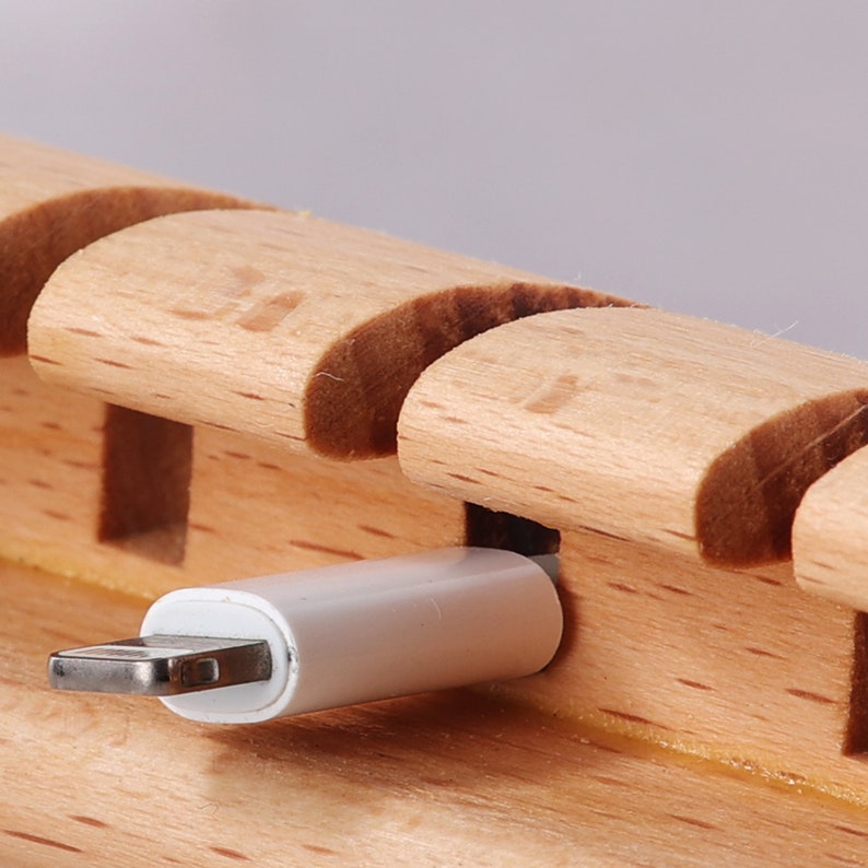 Premium Wooden Cable and Cord Organizer For Desk, Desk Cable Management, Multiple Slots Cable Holder